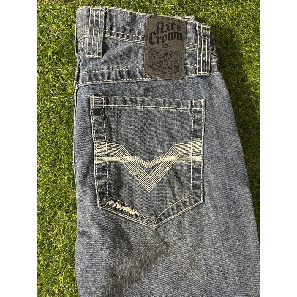 Axe & Crown Men's Jeans 38x30 Relaxed Straight‎ Distressed Blue Denim